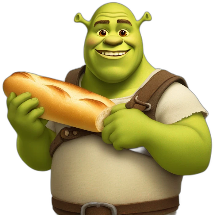 shrek holding a baguette emoji