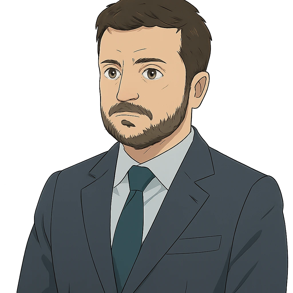 portrait of Vladimir Zelensky in a business suit, ghibli style, no background emoji
