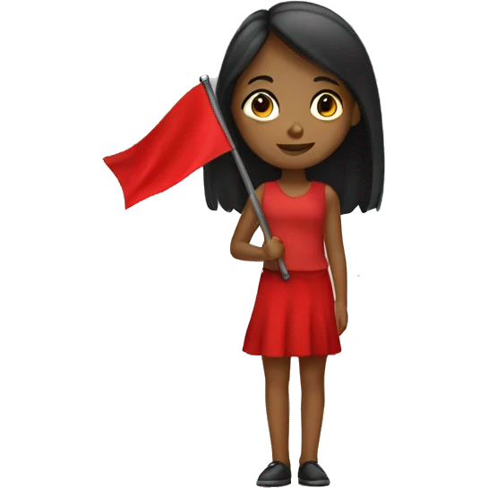 girl holding a red flag emoji