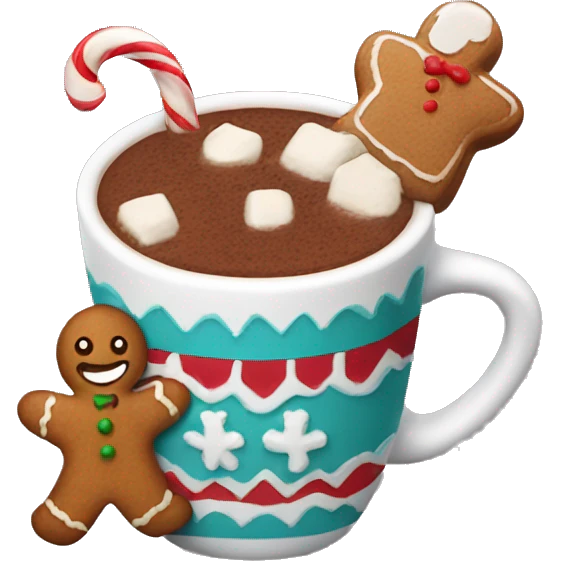 Holiday cocoa with a gingerbread man  emoji