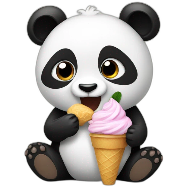 Panda eating icecream emoji