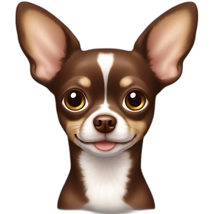 chocolate brown chihuahua with a white spot on the chest and big brown eyes emoji
