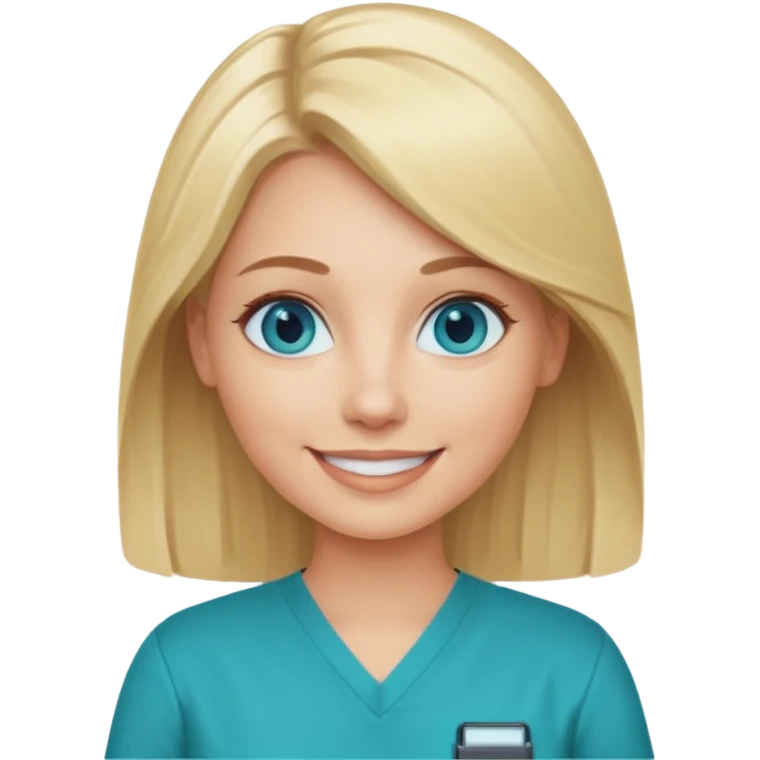 Generate blonde blue eyed woman technologist (code U+1F469 U+1F3FB U+200D U+1F4BB) with Teal shirt (not the purple one) emoji
