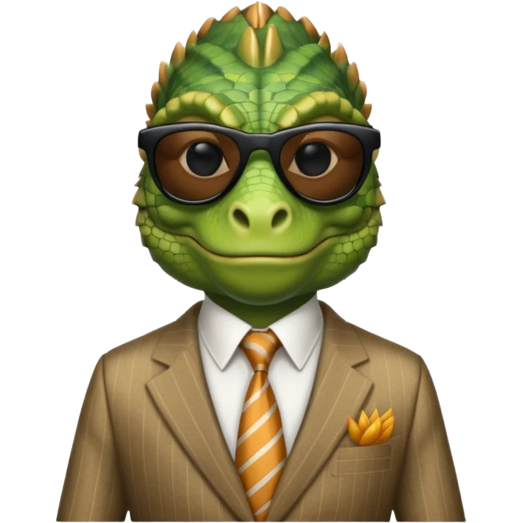 capitalist iguana banker godfather with black sunglasses emoji