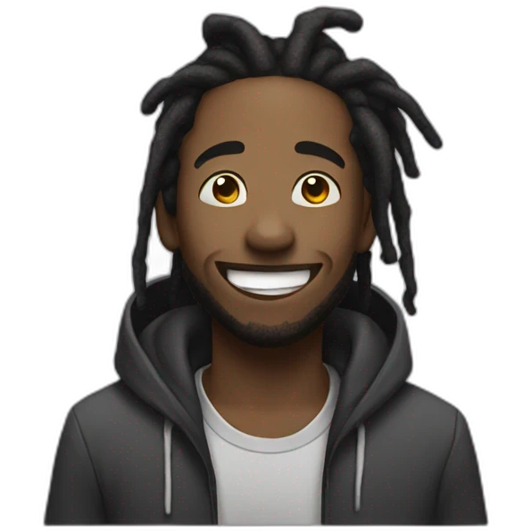 Black man with dreadlocks and hoodie laughing emoji