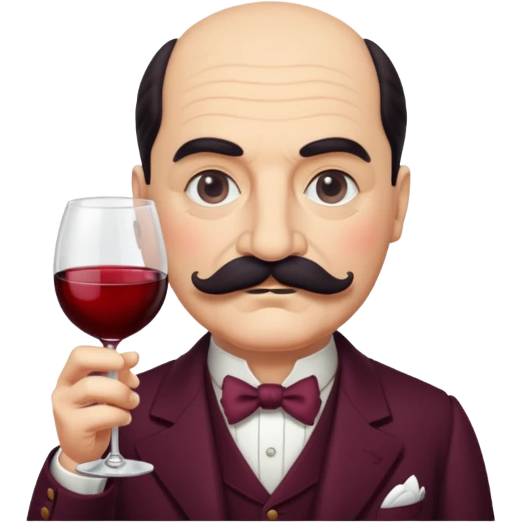 Hercule Poirot with a glass of wine emoji