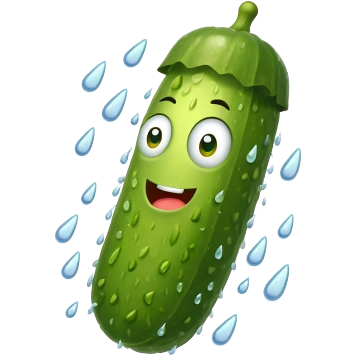 Raining pickles on a pickle emoji