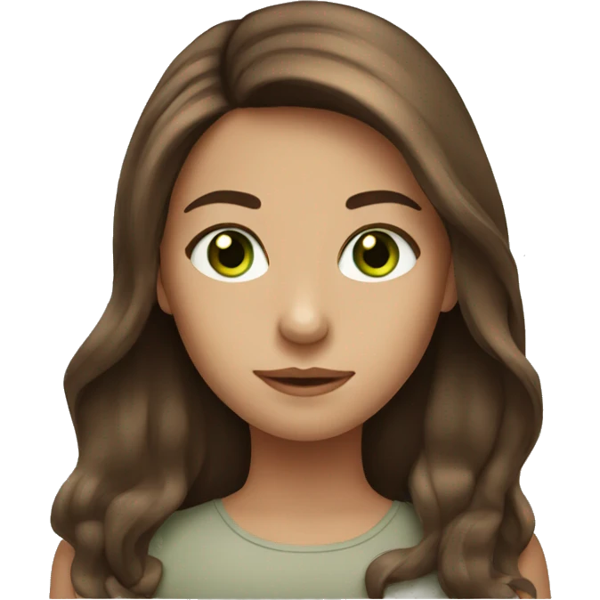 longbrown haired girl with light green eyes emoji