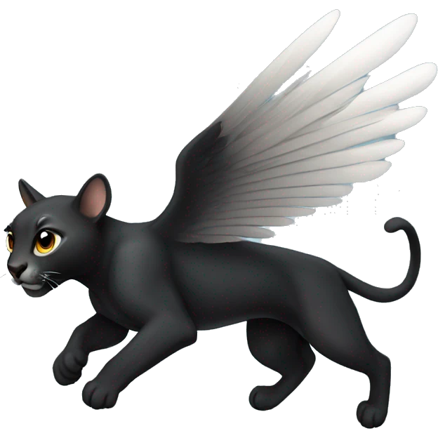 winged black puma flying emoji