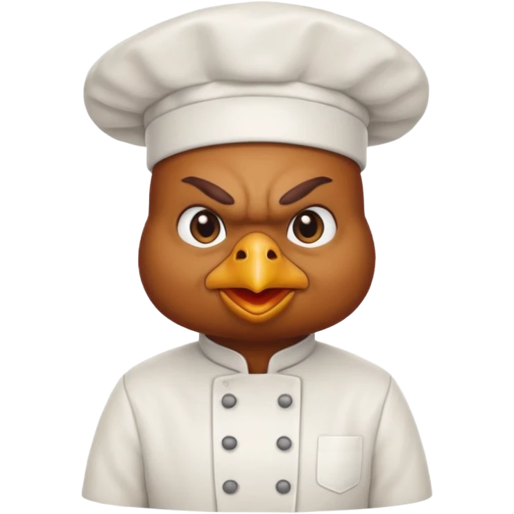 Ahora como una gallina con ropa de chef enojada emoji