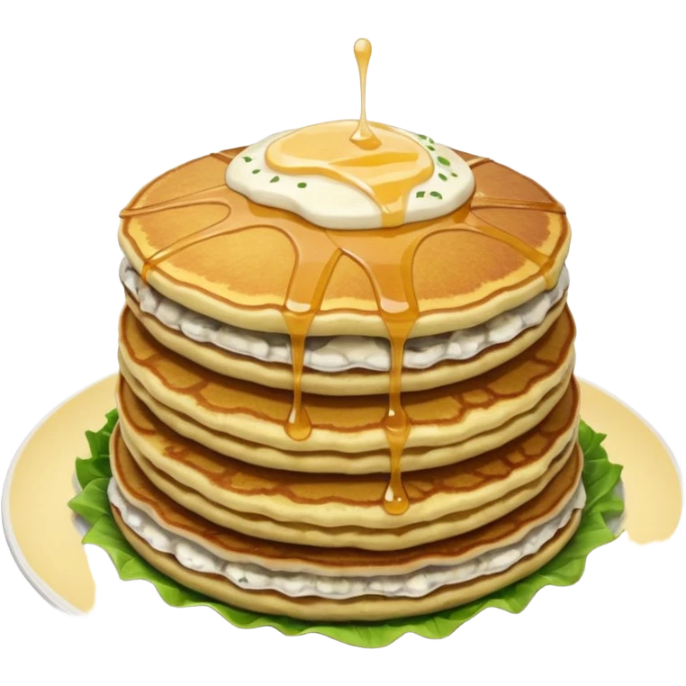 Yummy pancakes 4 pcs. Potato pancakes served with soy garlic cream with leek and chunks of oyster mushroom in cornbread coating + salad with dressing.... emoji
