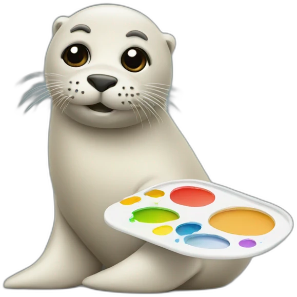 Seal with painter palette emoji