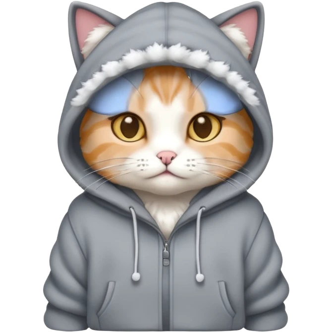Cat with hoodie on in the snow emoji