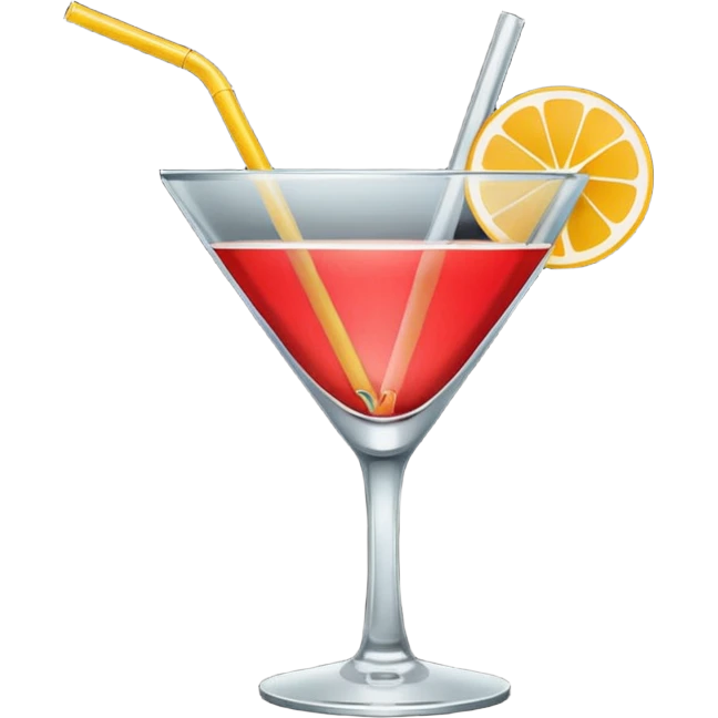 Minimalistic flat vector icon, iOS style, thin black contour on white background. Cocktail glass with a straw. Clean, no text, no shadows. emoji