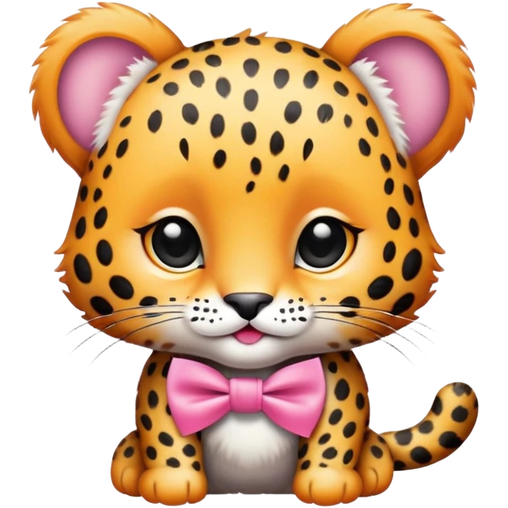 baby leopard with pink bow tie  emoji