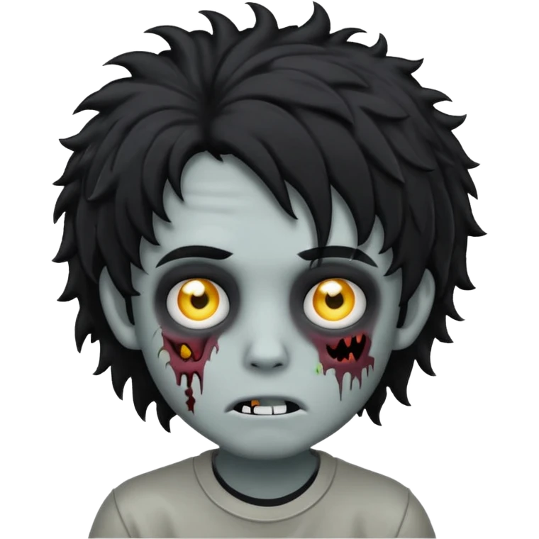 boy zombie with curly black hair emo grey skin make the emoji look like this one 🧟 emoji