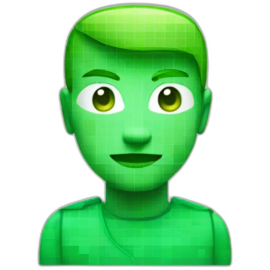 pixelated green spreadsheet rectangle head emoji