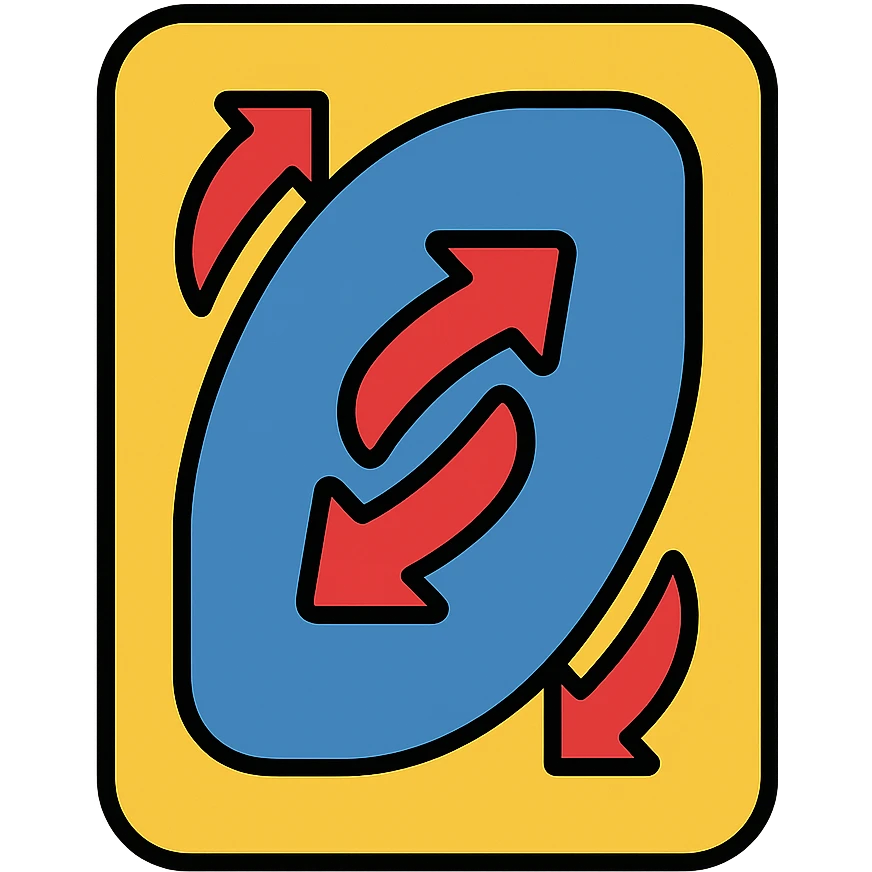Uno reverse card, icon style, clear arrows, simple and recognizable, minimal details emoji