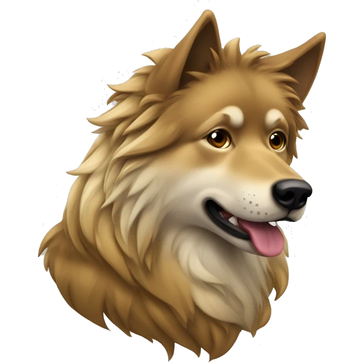 homem  olho  dourado  de  terno  cabelo    curto  e  castanho com  um  lobo emoji