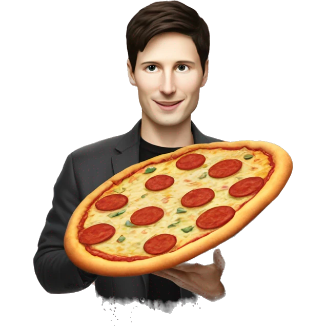 Pavel Durov holding a pizza emoji