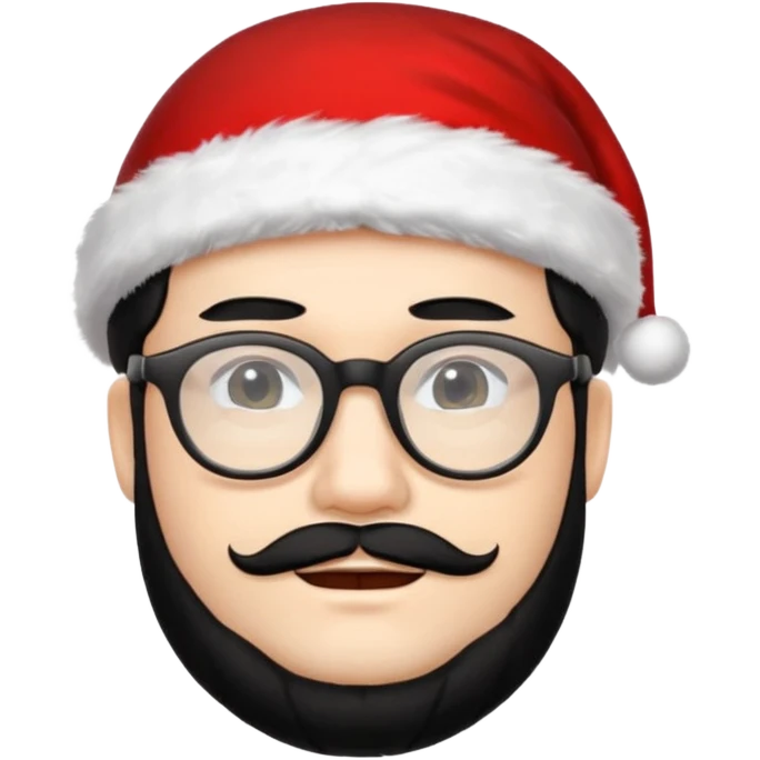 Sexy Santa man black hair white with black glasses  emoji