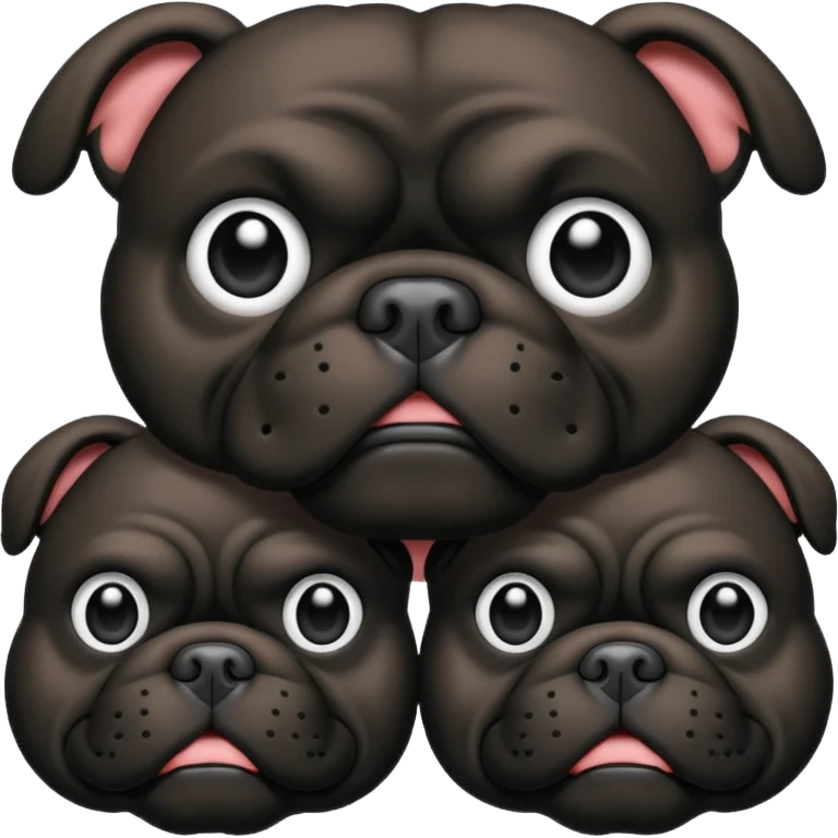 Black Bulldog one body and three heads emoji
