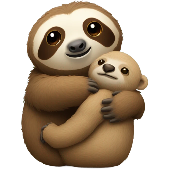 Sloth hugging a teddy bear with heart eyes  emoji