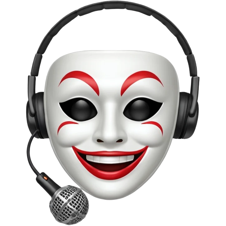 smiling mask with a microphone emoji