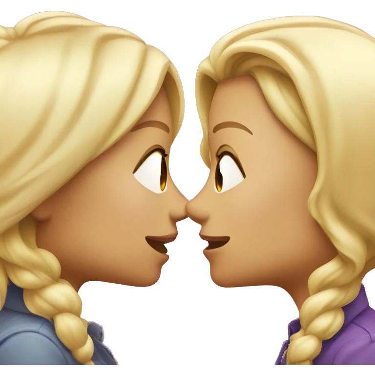 two lesbians kissing : one is older, femme and blond. Another is younger  emoji