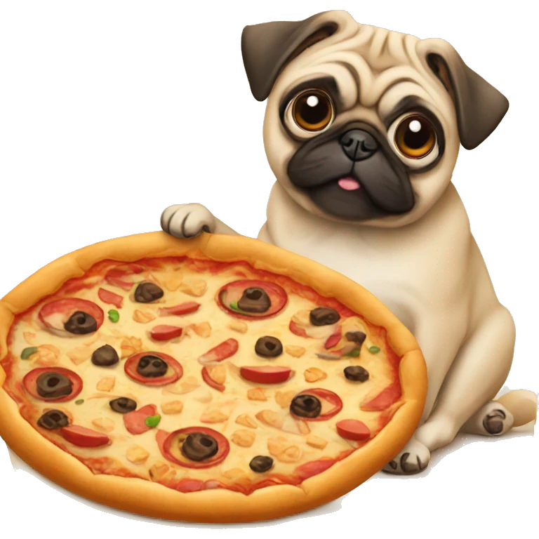 Pug with pizza and cookie emoji