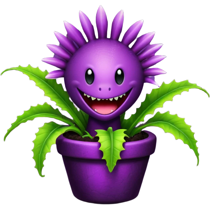 Black and purple Venus flytrap emoji
