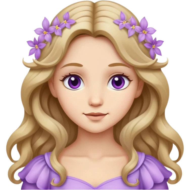 fairy lilac, long wavy dark blonde hair emoji
