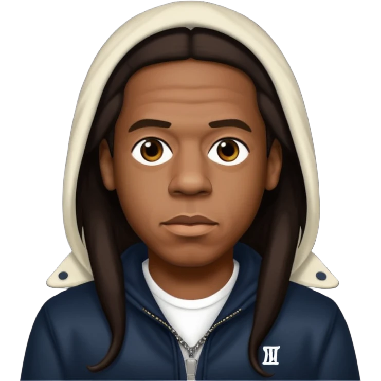 Jay-Z with dark brown long hair emoji