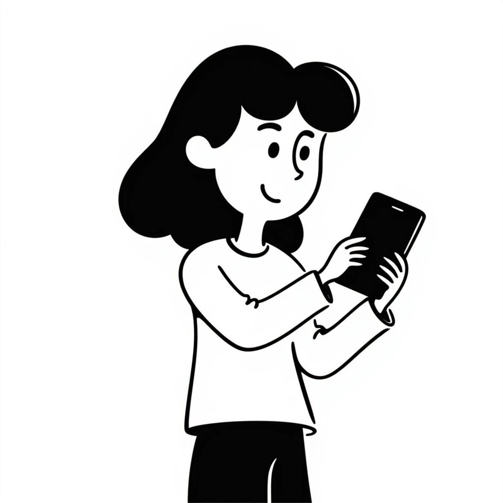 girl holding a smartphone, smiling emoji