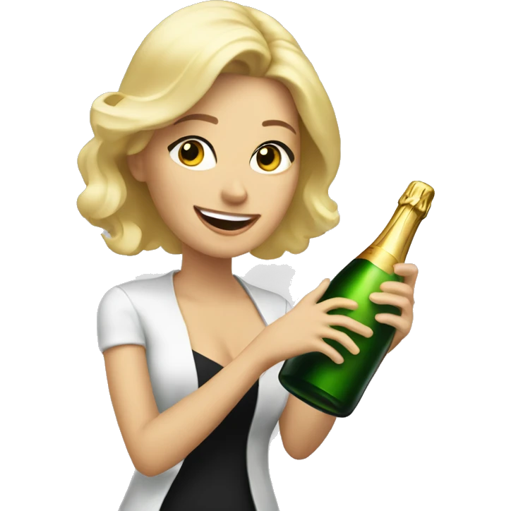 Blonde woman popping bottle of champagne  emoji