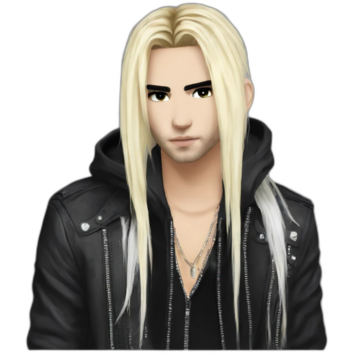Bill Kaulitz black hair down with blonde highlights emo emoji