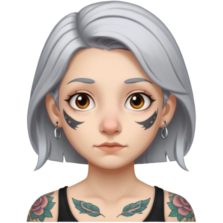 white-gray haired heavy tattooed big nose young girl emoji