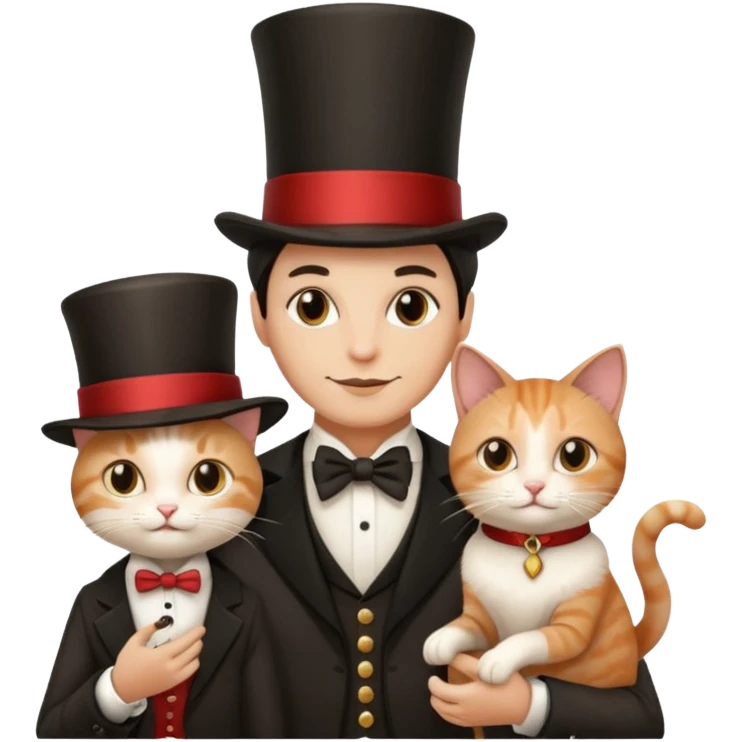 magician couple and their pet cat emoji