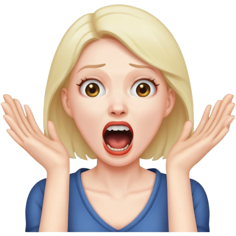 Woman with hands around her neck and screaming emoji