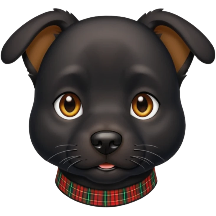 Medium size black dog with pointed face tartan collar emoji