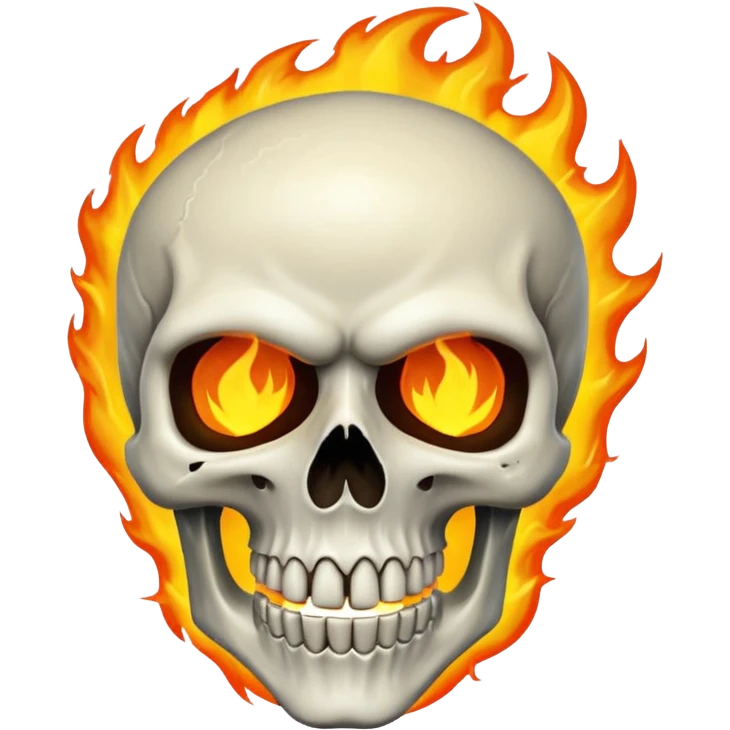 Ghost rider white skull with fire burning emoji