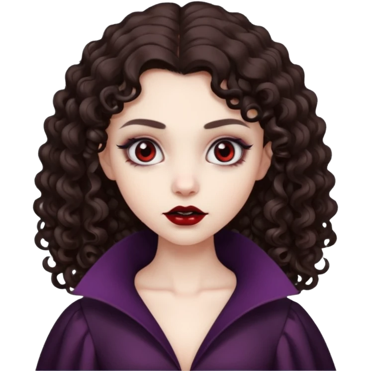 vampire brunette girl with curly, almost straight hair big emoji