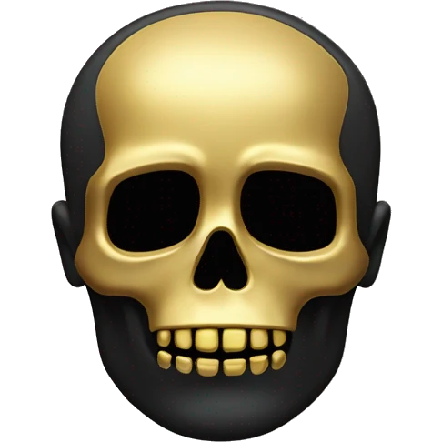 black coin with gold skull face  emoji