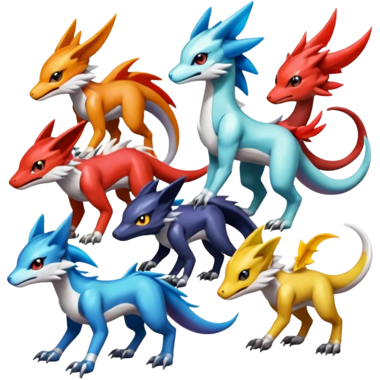 Shiny Colorful Sergal-Meloetta-Latias-Koraidon-Peppercat-Wargreymon-Protogen-Pokémon-Digimon-Fakémon-fusion-hybrid-creature emoji