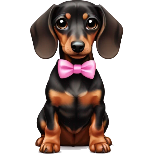 mini dachshund with pink bow  emoji