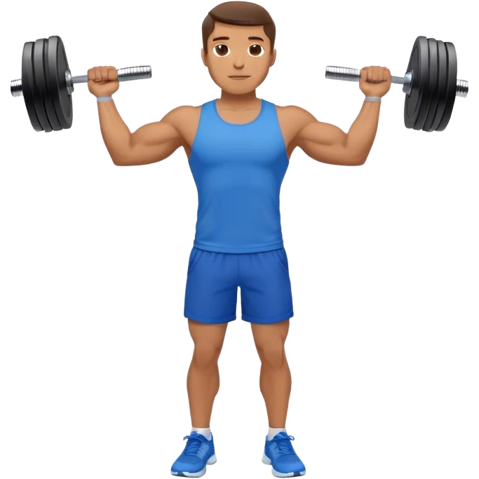 man with blue shorts doing side-lateral raise (T pose) with light dumbbells emoji