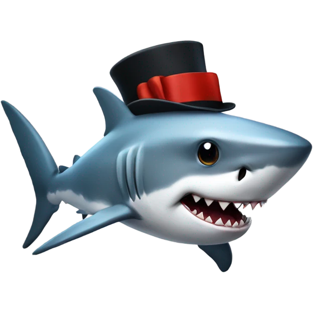 Shark with a top hat emoji