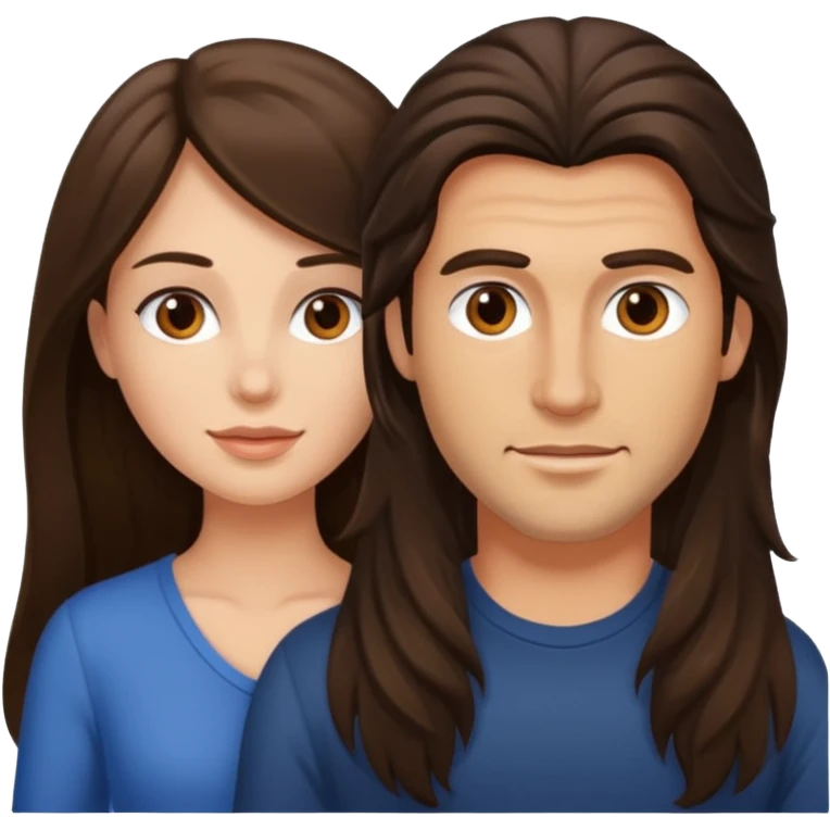 Brunette woman strapon long haired man emoji