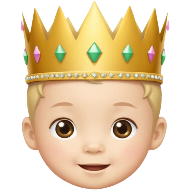 white asian baby wearing birthday crown emoji