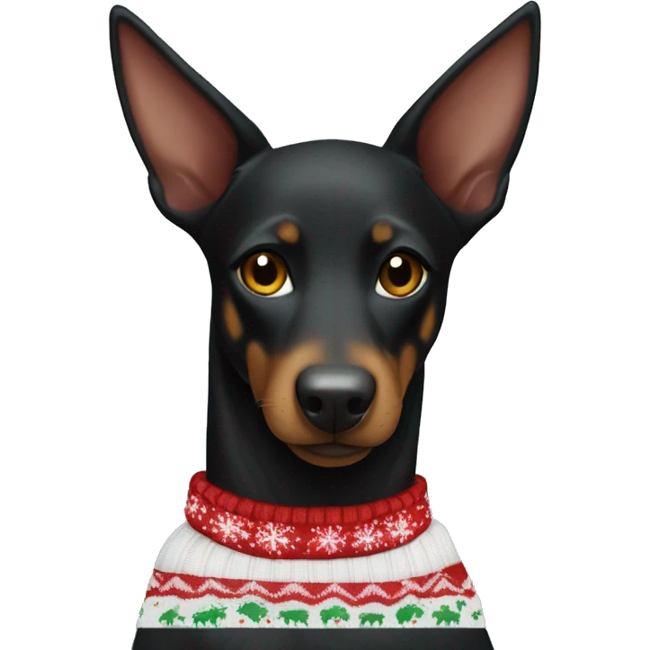 Black Australian kelpie with white Christmas sweater  emoji